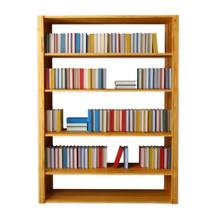 Modern bookshelf design placed vertically isolated on transparent background
