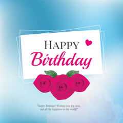 Happy Birthday Greeting Card with Roses