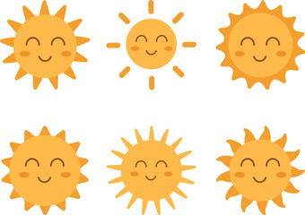 Sun Hand Drawn Style. Summer, sunlight, Sun Icon Set