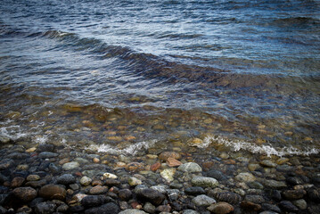 Waves Rolling Over Pebble Shoreline