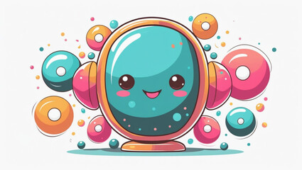 Obraz premium Cute Character with Headphones