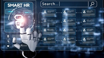 Smart HR system using AI and digital platforms for efficient recruitment, talent analytics,...