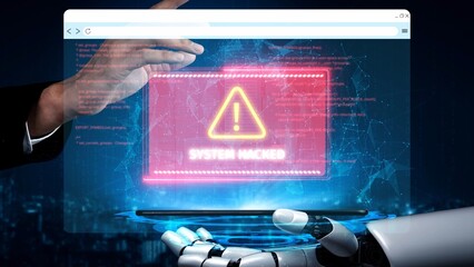 Cybersecurity defense and system protection from hackers, secure digital systems, cyberattack...