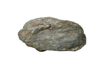 A big raw gneiss stone isolated on white background. a high-grade metamorphic rock.