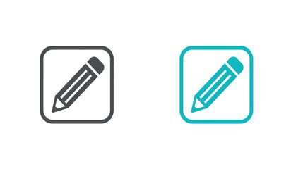 Pencil Icon Set in Square Frame Edit Symbol Write Sign
