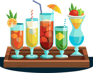 Hand-drawn rum drink recipe card with artistic ingredients layout icon