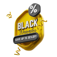 Black November discounts and offers. 3d illustration.