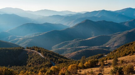 Obraz premium Mountainous Landscape with Sunlit Rolling Hopes