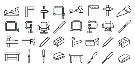 Collection of tools and equipment, including a hammer, saw, and screwdriver. Concept of craftsmanship and manual labor
