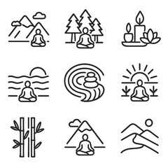 Obraz premium No punctuation desert set vector icon spaced horizon bamboo ocean meditation