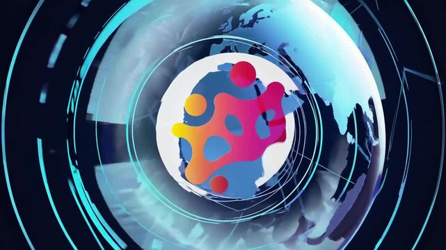Unified Human Collaboration Emblem: Continuous Teamwork Concept Logo with Distinctive Color Gradients