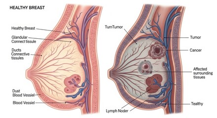 Understanding Breast Anatomy and Common Diseases Detailed Medical Illustration