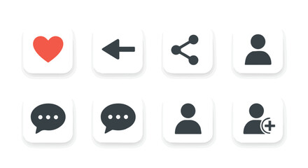 Collection of social media icons in a minimalist style for web and app design