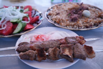 Skewered and Grilled Cubes of Meat, Shashlik - 串焼き料理 シャシリク