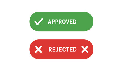 Approved and Rejected Buttons in Green and Red Colors