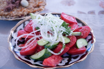 Achik Chuchuk Salad, Uzbek Tomato & Pepper Salad - ウズベキスタンのトマトサラダ アチクチュチュク 