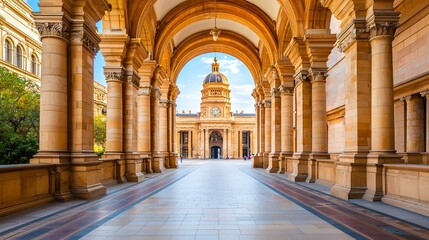 Fototapeta premium Historic grand archway, architectural, imposing, cultural landmark