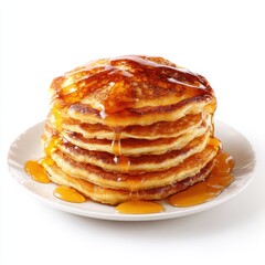 A stack of pancakes with syrup on top