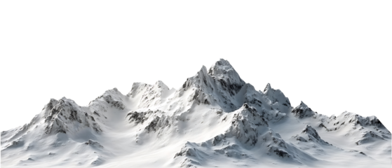 white snow hills and mountains landscape isolated on white or transparent png