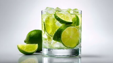 Classic Brazilian Caipirinha with Lime and Ice