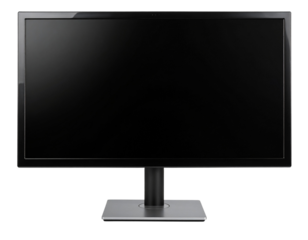  Frameless Ultra-Slim PC Monitor with Glossy Screen, Front View, Isolated on Transparent Background