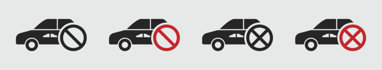 No parking vector signs. Trendy do not park here icons