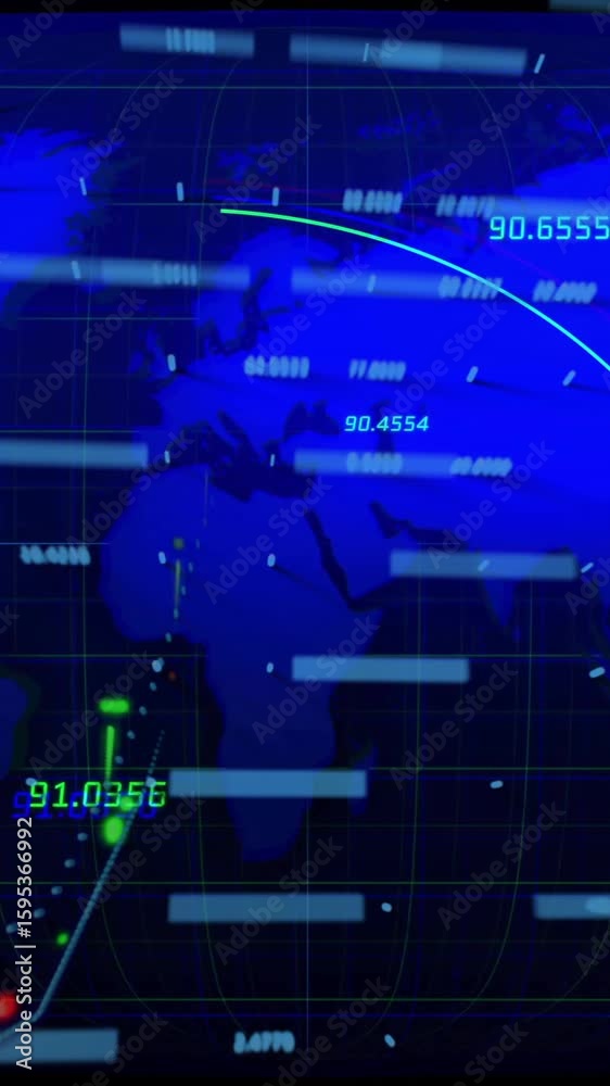 Poster Digital connectivity animation with data points and lines on global map