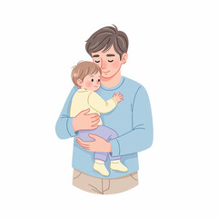 Affectionate Father and Child Illustration