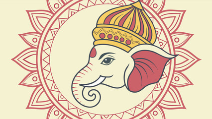 Ganesha hindu god illustration with mandala design for diwali and indian cultural celebrations art