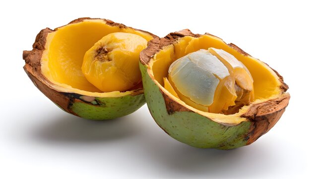 Open Bacuri Fruit with Creamy White Pulp