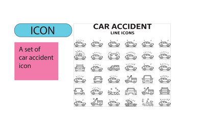 A set of car accidents line art editable icon,.