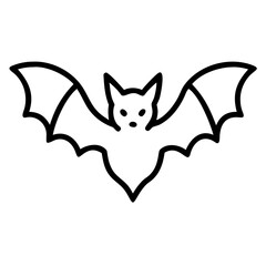 Minimalist Bat Icon Simple Line Art Illustration of a Flying Bat for Halloween, Nature, and Design Projects, Emphasizing a Clean and Modern Aesthetic.