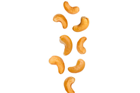 Cashew nuts descending naturally isolated clearly on transparent background
 - Powered by Adobe