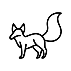 Minimalist Fox Icon Curled Tail Line Art Design for Nature and Wildlife Projects - Simple Outlined Illustration of a Fox with a Distinctive Curled Tail