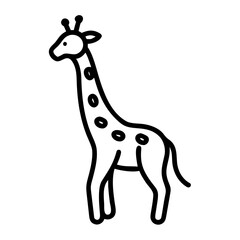 Minimalist Giraffe Icon Illustration  Simple Black and White Design of a Giraffe with Long Neck and Spots – Vector Graphic for Animal Theme