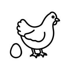 Hen with Egg Vector Graphic A Simple, Clean Icon for Farms, Food, and Agriculture Projects, Depicting Poultry and Fresh Produce in a Minimalist Style.