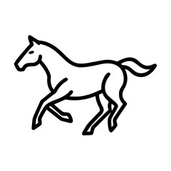 Fototapeta premium Elegant Horse Running Icon - Vector Silhouette of a Galloping Equine for Equestrian Design, Racing Graphics and Animal-Themed Projects with Outline Style.