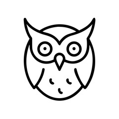 Minimalist Owl Illustration Wide-Eyed Icon for Nature-Inspired Design and Educational Resources with Line Art Owl Icon, perfect for wildlife and nocturnal themes.