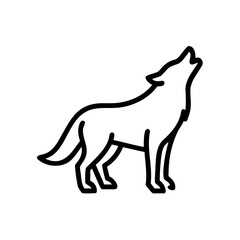 Minimalist Howling Wolf Icon for Nature and Wildlife Projects A Symbol of Wilderness, Loyalty and Untamed Spirit, Perfect for Badges, Logos and Designs.