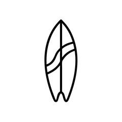 Surfboard icon design in minimalist line art style  