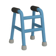 3d walker icon isolated on transparent background. mobility or healthcare concept