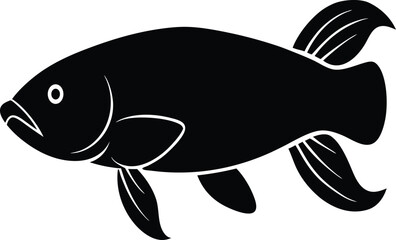 Asian Arowana silhouette vector art illustration