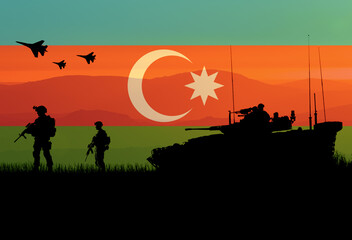 Conceptual image of war between Russia and Azerbaijan