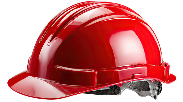 Red Safety Hard Hat: A bright, vibrant red hard hat, symbol of worker safety, isolated.