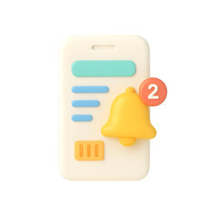 3d phone with notification icon isolated on transparent background. alert or message concept