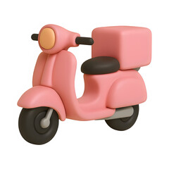 3d delivery scooter icon isolated on transparent background. transport or service concept