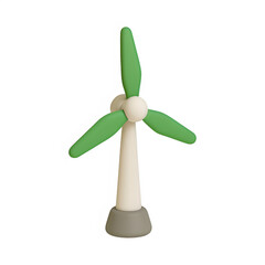 3d wind turbine icon isolated on transparent background. renewable or energy concept