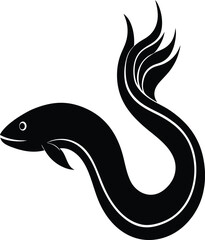 Fire Eel silhouette vector art illustration