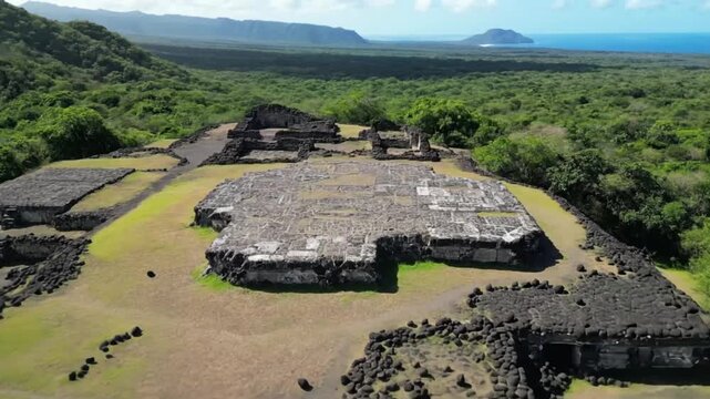 Whispers of Ancient Echoes Exploring Nan Madol s Mystery in the Pacific surrounded by Lush Greenery with aerial view