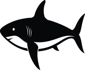 Great White Shark silhouette vector art illustration